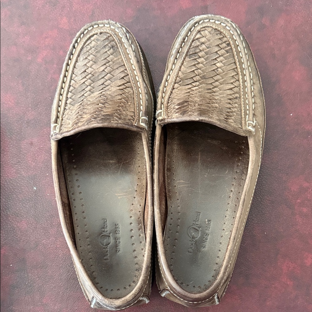 Duck Head Tan Woven Leather Slip-Ons